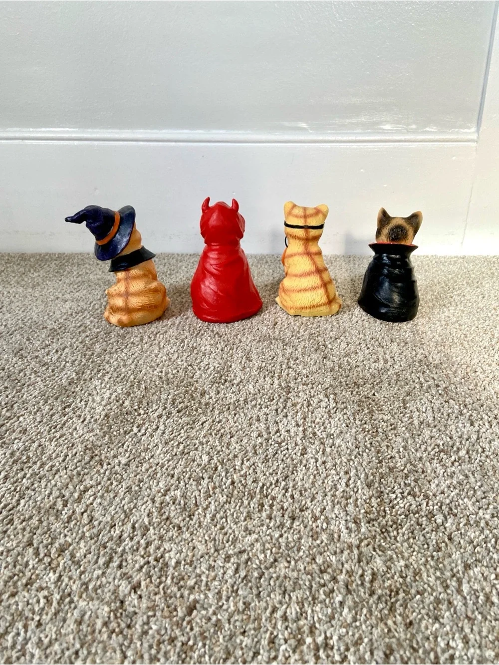 Collections Etc Halloween Cat Figurines Set of 4 Costume Witch Devil Vampire